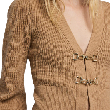 Generation Love Monse Saddle Buckle Closure Camel Cardigan