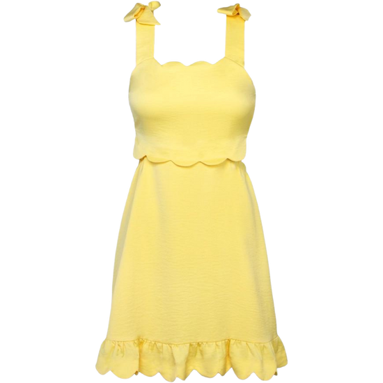 Adelyn Rae Crystal Scalloped Sunny Yellow Dress