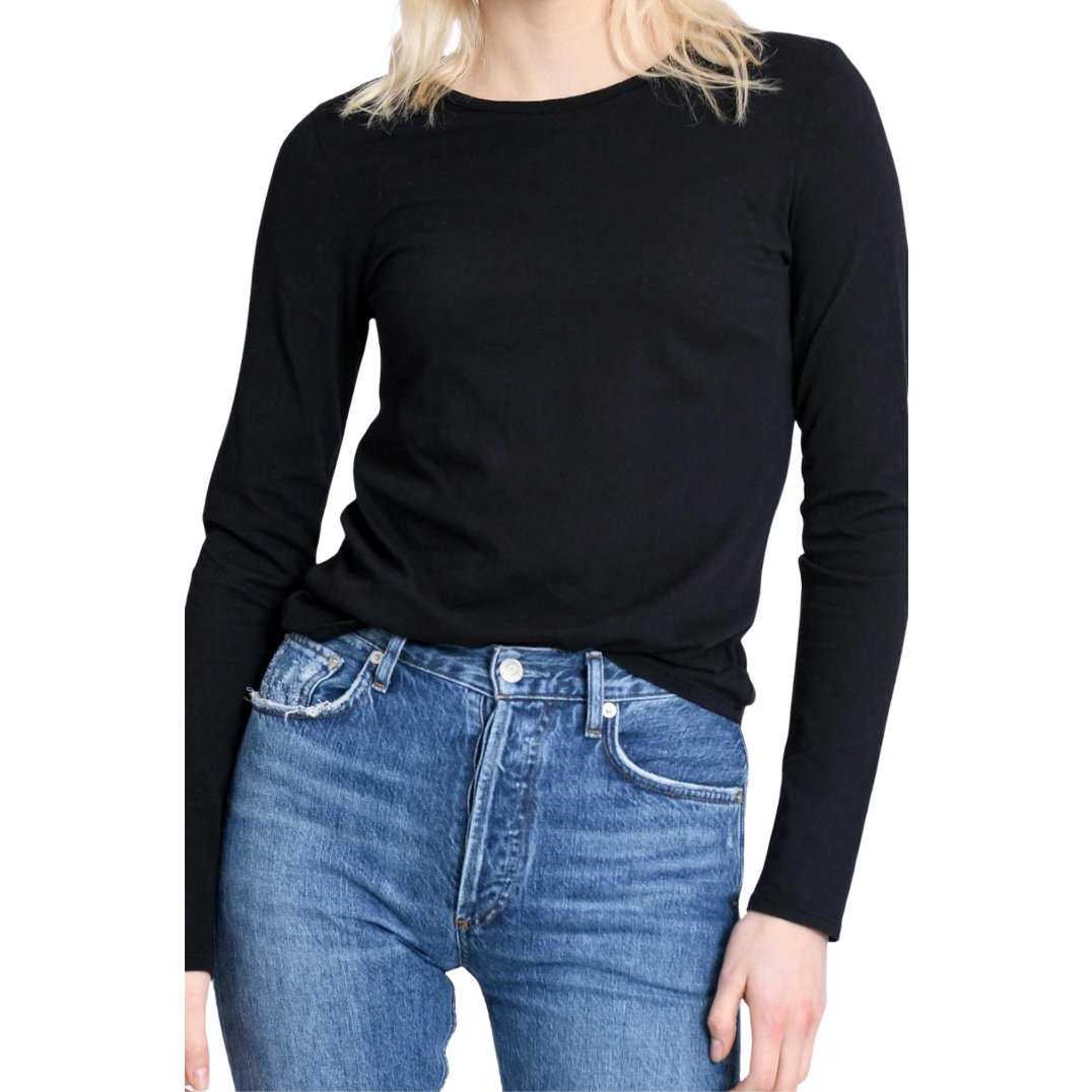 perfectwhitetee The Dylan Long Sleeve True Black Shirt