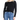 A female model wearing a long sleeve black crew neck t-shirt and blue jeans.