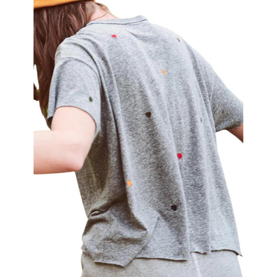 Load image into Gallery viewer, The GREAT Crop Heather Grey w/ Embroidered Hearts Tee
