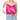 A woman wearing a hot pink silk cami top with a cowl neckline and chain straps, paired with blue jeans.