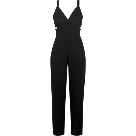 Load image into Gallery viewer, Adelyn Rae Glo Strappy Crepe Black Jumpsuit
