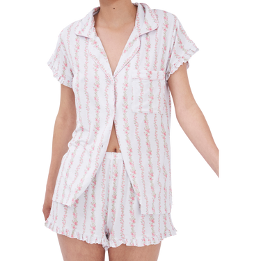 Stripe & Stare Rose Trellis Frill Short Pajama Set