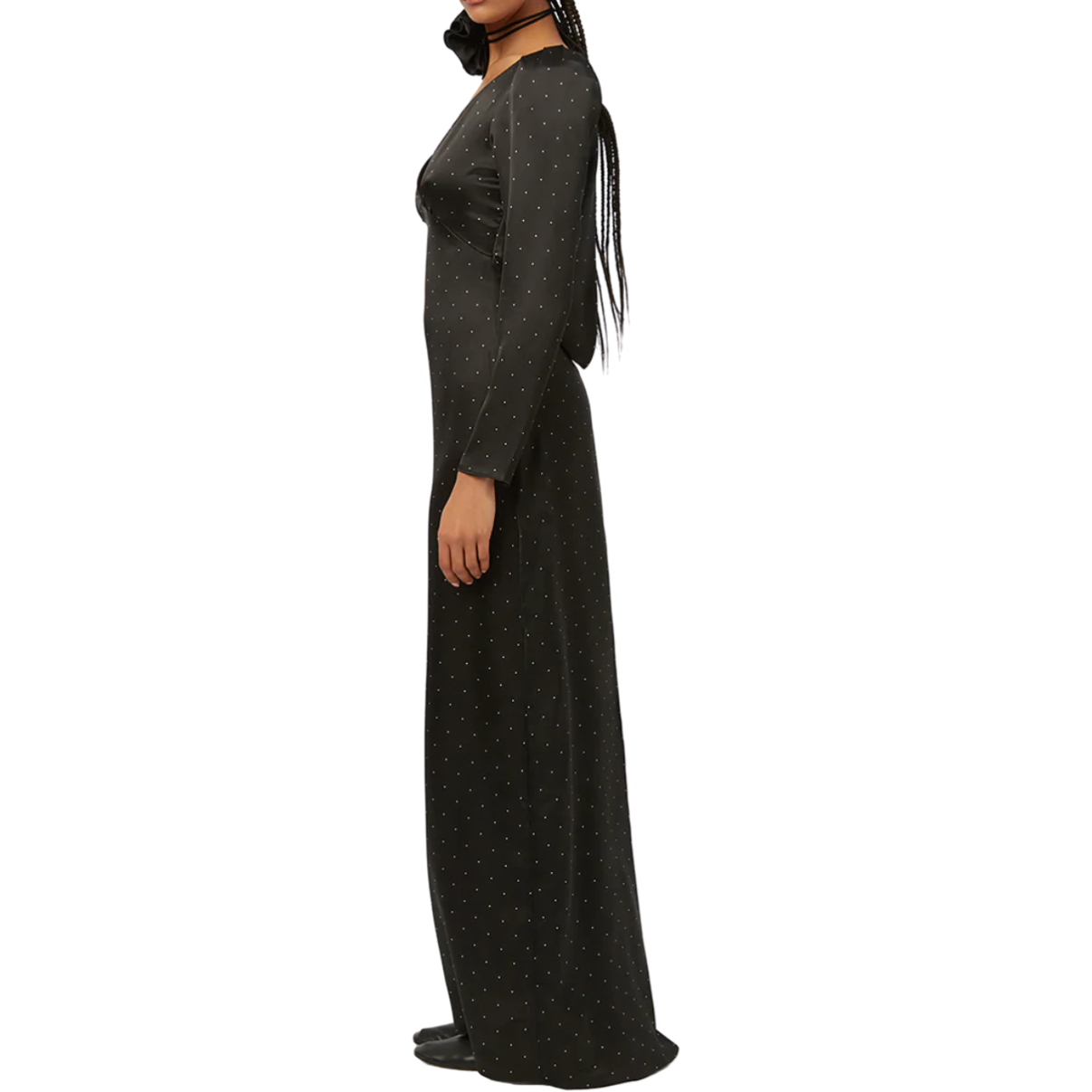 WEWOREWHAT Cowl Back Mini Polka Dot Black Maxi Dress