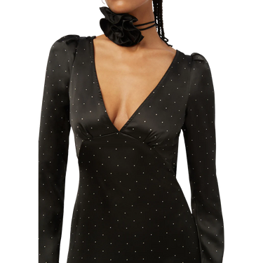 WEWOREWHAT Cowl Back Mini Polka Dot Black Maxi Dress