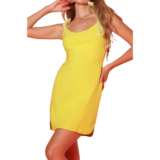 Load image into Gallery viewer, Adelyn Rae Gia Ribbon Yellow Mini Dress
