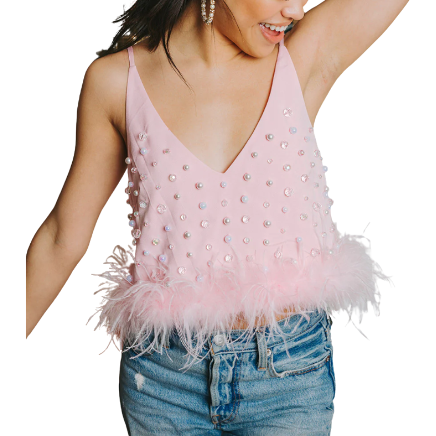 Load image into Gallery viewer, BuddyLove Seraphina Geranium Feather Tank Top
