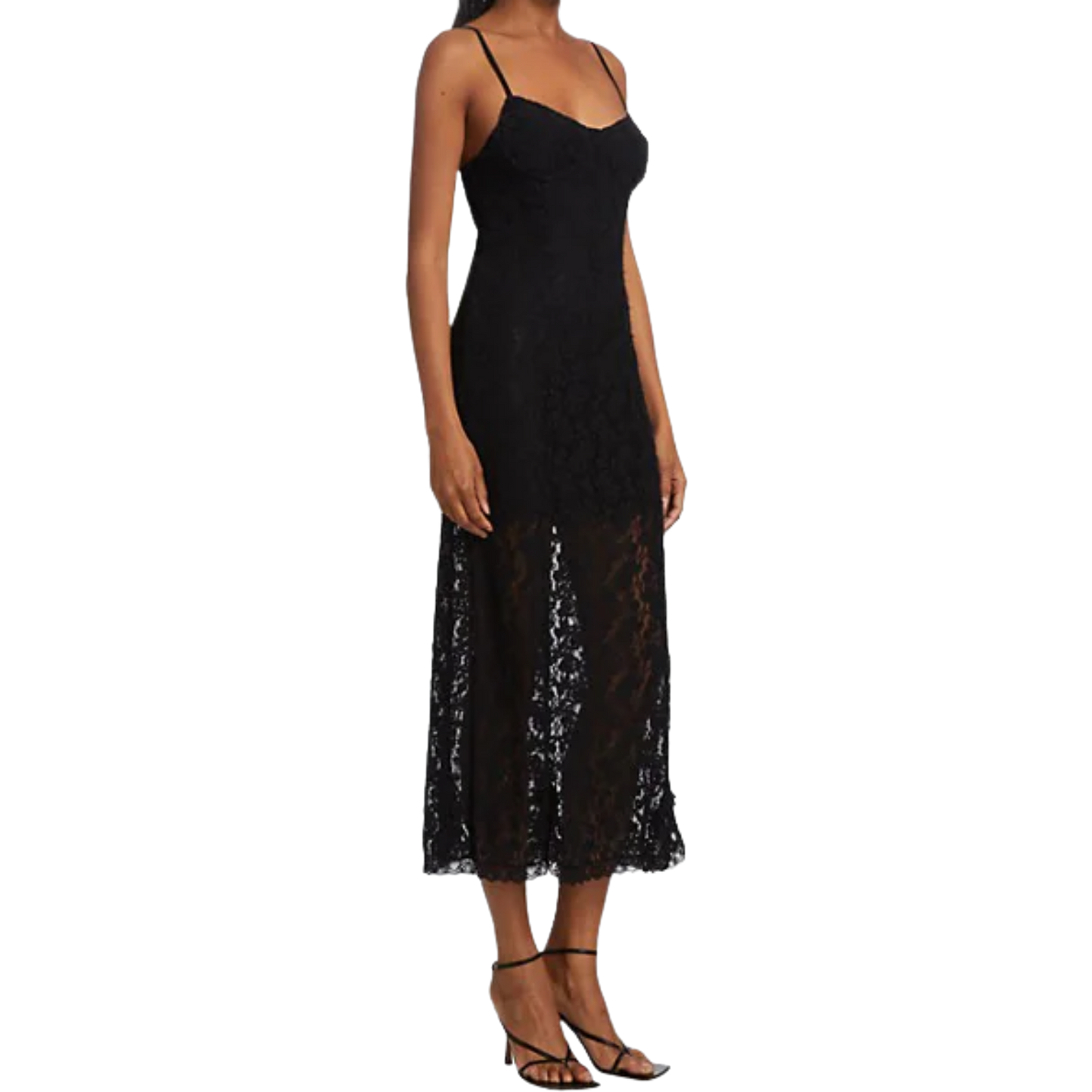 LoveShackFancy Sima Black Midi Dress