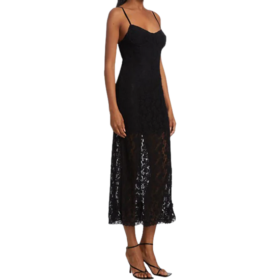 Load image into Gallery viewer, LoveShackFancy Sima Black Midi Dress
