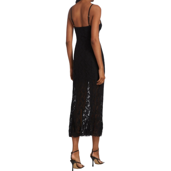 LoveShackFancy Sima Black Midi Dress