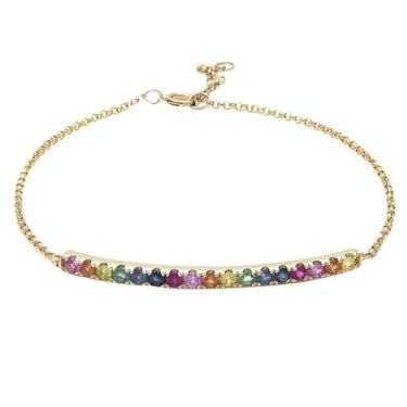 ALEV Jewelry Large Rainbow Yellow Gold Bar Bracelet