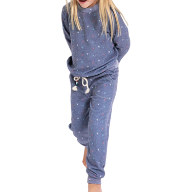Sol Angeles Hearts Blue Hacci Toddler Set