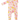 A pink baby footie with a citrus fruit print, including lemons and oranges, with ruffle detailing and a zipper at the bottom.