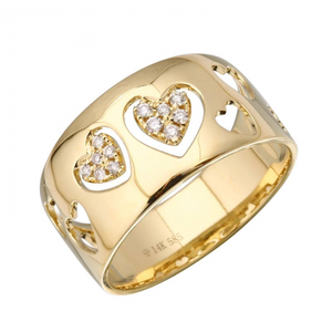 Diamond Cigar Cutout Heart Ring