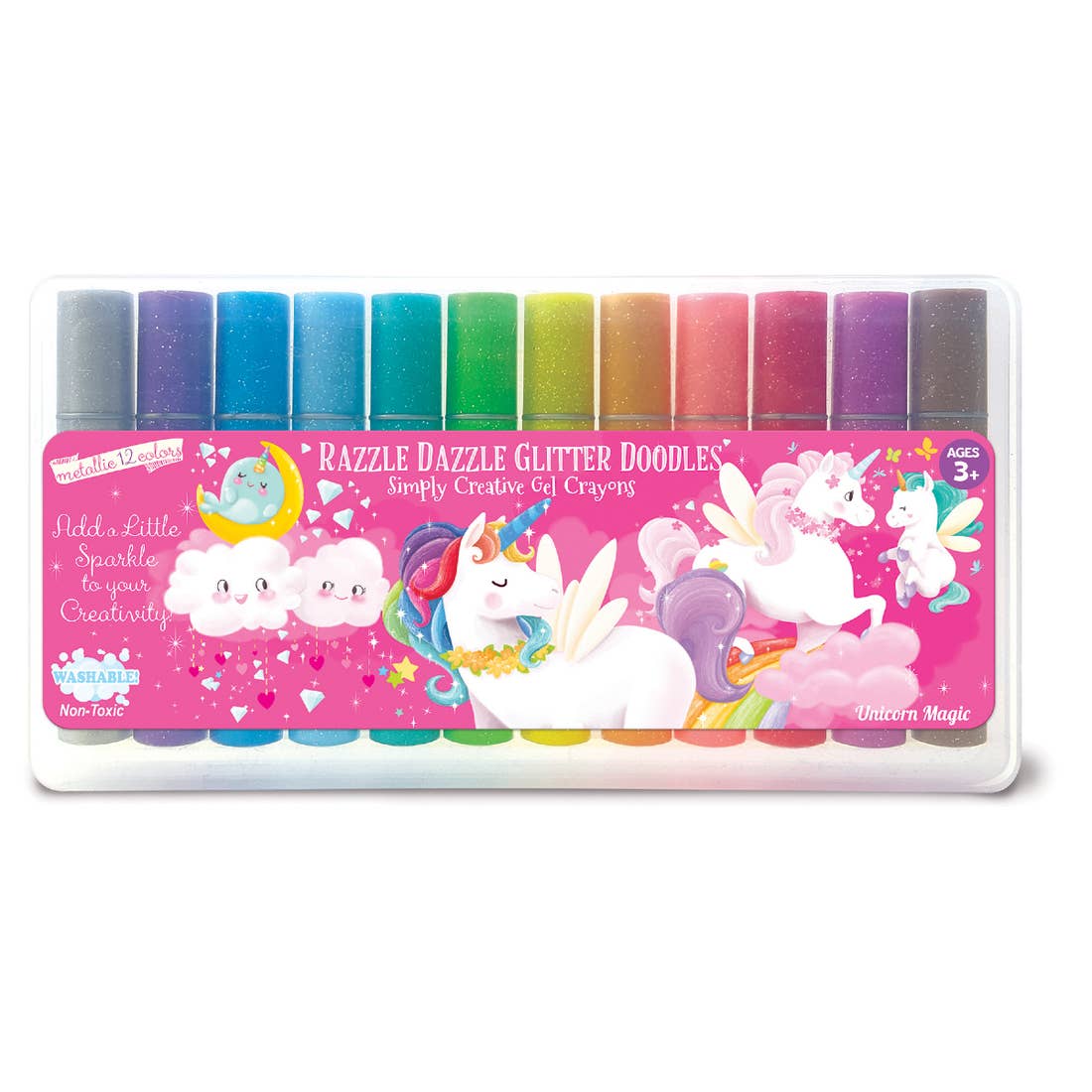 The Piggy Story Unicorn Magic Glitter Doodle Gel Crayons