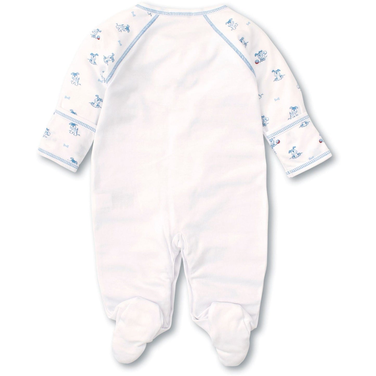 Load image into Gallery viewer, kissy kissy Playtime Pups White/Light Blue Footie
