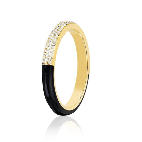 EF Collection Two Tone Diamond & Black Yellow Gold Ring