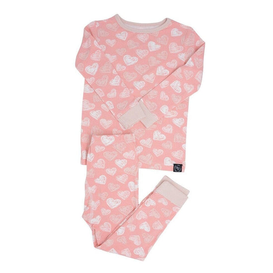 Sweet Bamboo Scribble Hearts Pink LS Toddler PJs