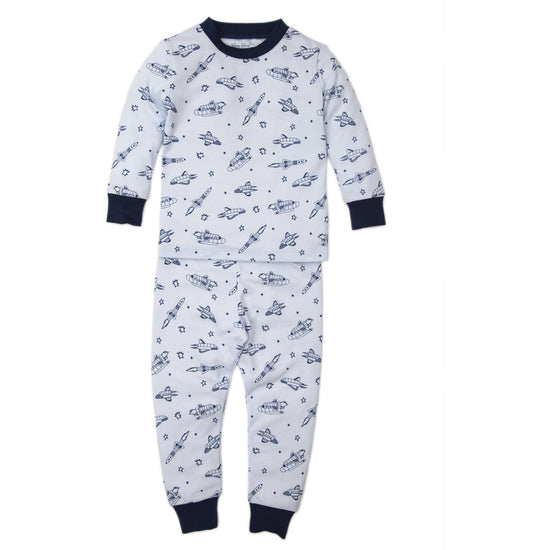 Load image into Gallery viewer, kissy kissy Spaceships Light Blue Toddler Pajama Set
