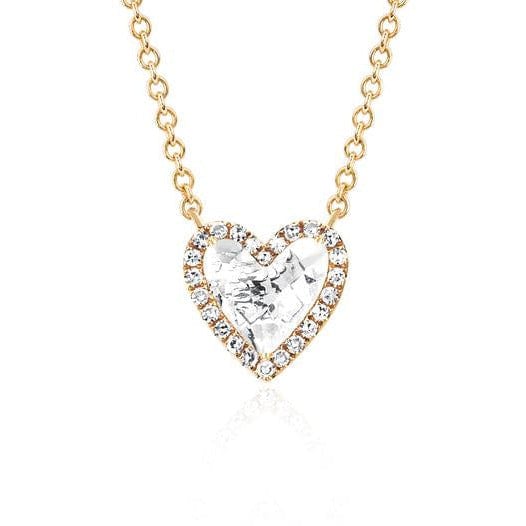 Load image into Gallery viewer, EF Collection Diamond &amp;amp; White Topaz Heart Yellow Gold Necklace
