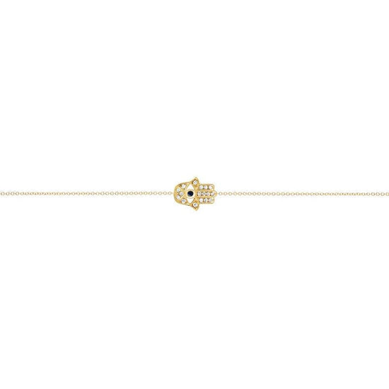 EF Collection Diamond Hamsa Ruby Eye Yellow Gold Bracelet