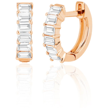 EF Collection Prong Set Diamond Baguette Gold Earring (1 Pair)
