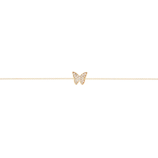 EF Collection Diamond Butterfly Yellow Gold Bracelet