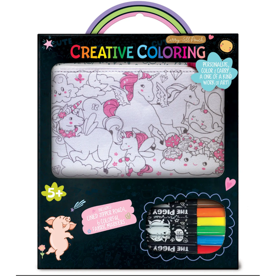 Load image into Gallery viewer, The Piggy Story Creative Coloring: Carry All Pouch- Unicorn Fantasy
