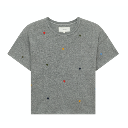 Load image into Gallery viewer, The GREAT Crop Heather Grey w/ Embroidered Hearts Tee
