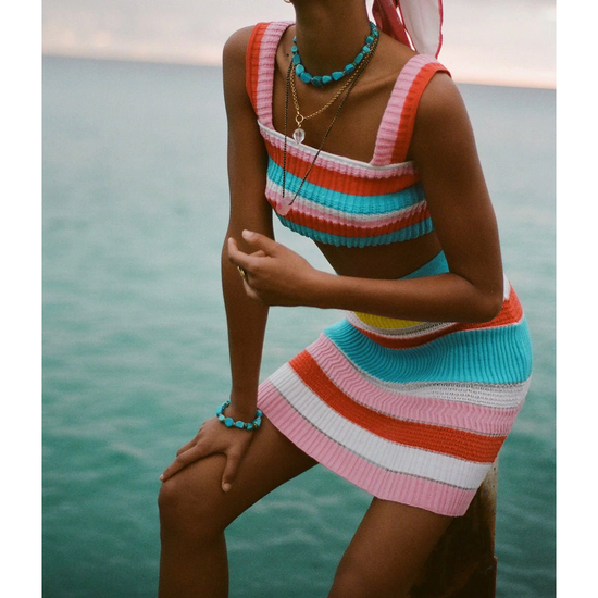 Solid & Striped Emily Top & Rosie Skirt Stripe Colorblock Set