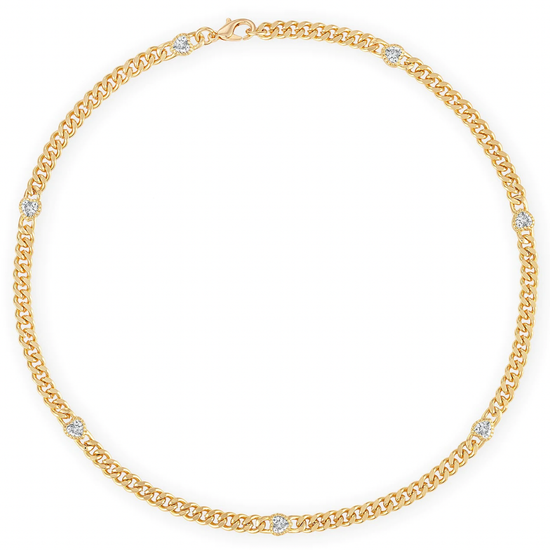 Alexa Leigh Heart Cuban Chain Crystal Necklace