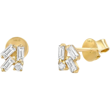 LE Fine Jewelry Diamond Baguette YG Cluster Earrings (1 Pair)