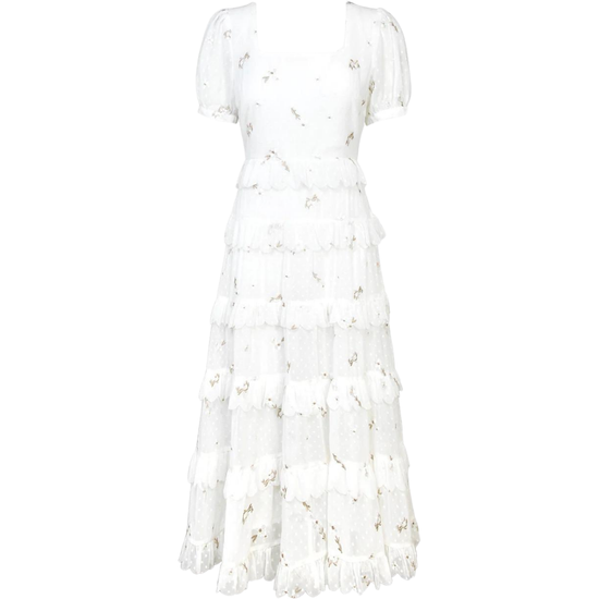Adelyn Rae Natasha Swiss Dot Embroidered Midi Dress