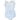 A white floral romper with ruffle accents and snap closure, laid flat on a plain background.