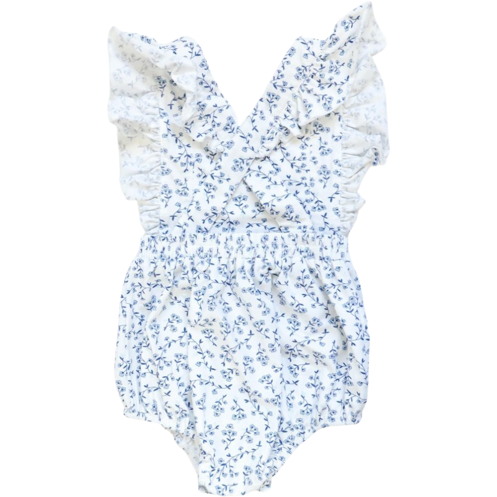 Load image into Gallery viewer, Ollie Jay Emmy Ditsy Floral Azul Romper
