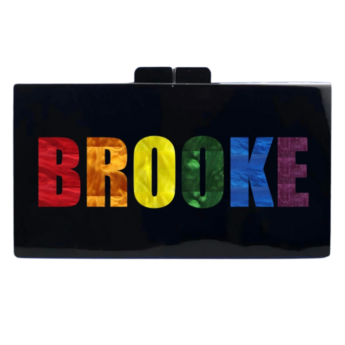 Load image into Gallery viewer, Rae of Light Black Custom Multi Colored Acrylic Clutch

