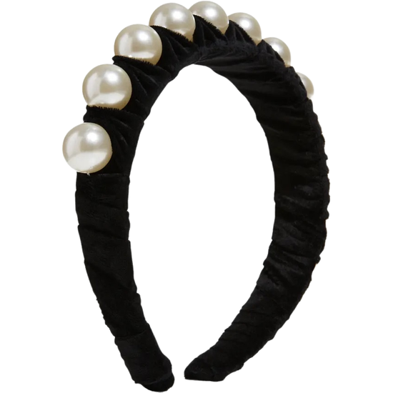 Bari Lynn Oversized Black Pearl Headband