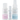 Three Cuccio Somatology skincare products designed for yoga, including a calm oil, balancing lotion, and sani spray cleanser, each in a spray bottle.