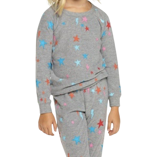 Load image into Gallery viewer, Chaser Kids Bliss Knit Stars Heather Grey Toddler Set
