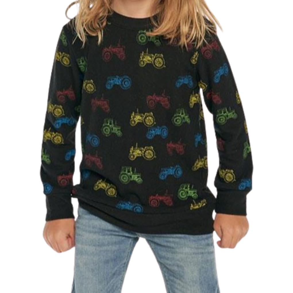 Chaser Kids Knit Tractors True Black Pullover