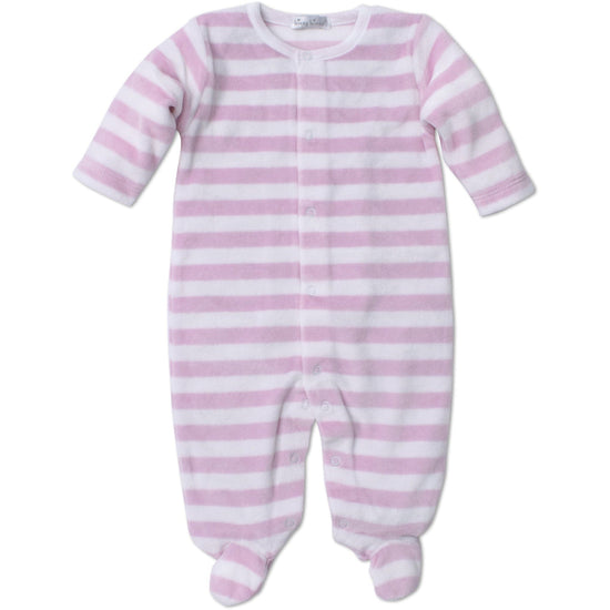 Load image into Gallery viewer, kissy kissy Pink Velour Stripe Footie
