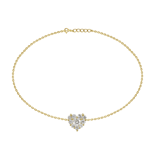 LE Fine Jewelry Cluster Heart YG Diamond Bracelet