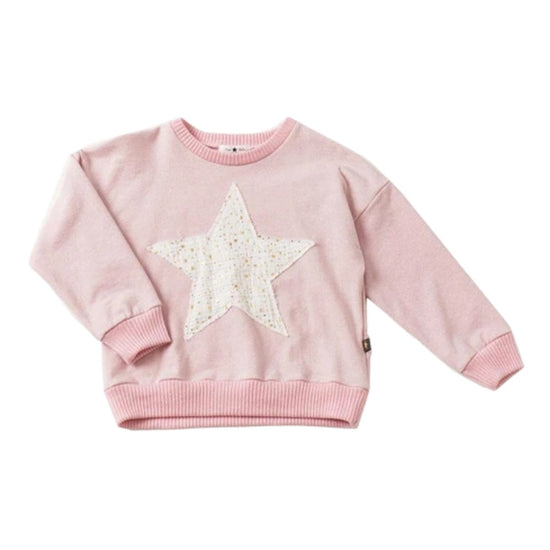 Petite Hailey Star Glitter Pink Sweatshirt