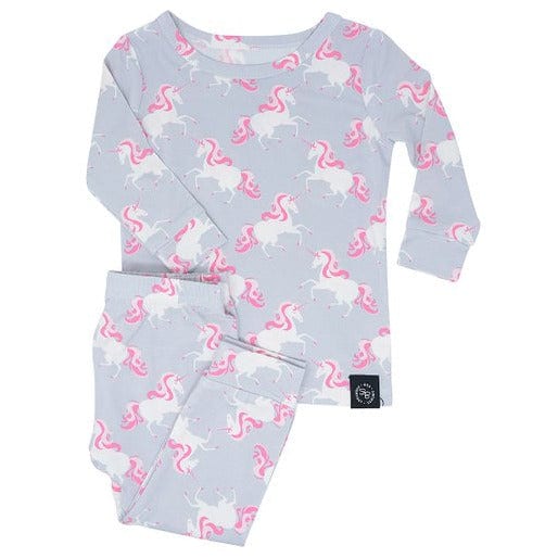 Load image into Gallery viewer, Sweet Bamboo Grey Unicorn LS Toddler PJs
