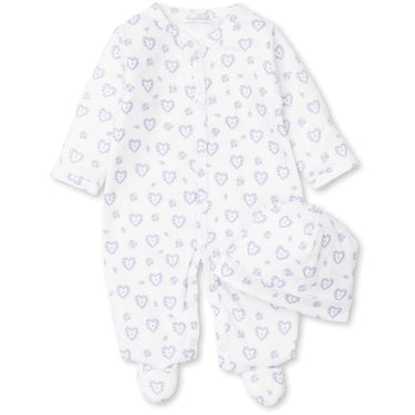 kissy kissy Lilac Heart and Flower Footie & Hat Set