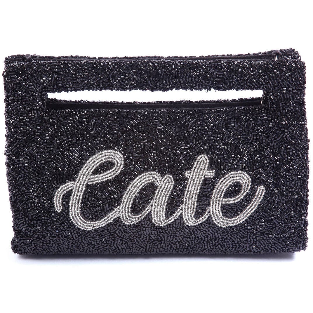 Load image into Gallery viewer, Tiana Personalized Black Beaded Clutch

