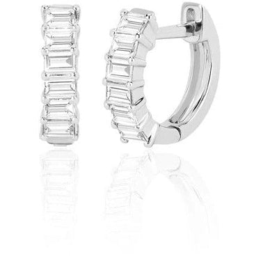 EF Collection Prong Set Diamond Baguette Gold Earring (1 Pair)
