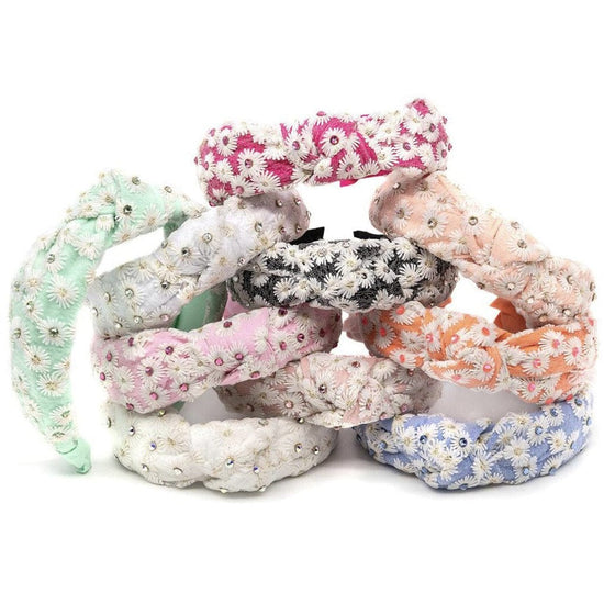 Bari Lynn Periwinkle Knotted Daisy & Crystal Headband