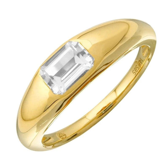 ALEV Heart Cut White Topaz Dome Yellow Gold Ring
